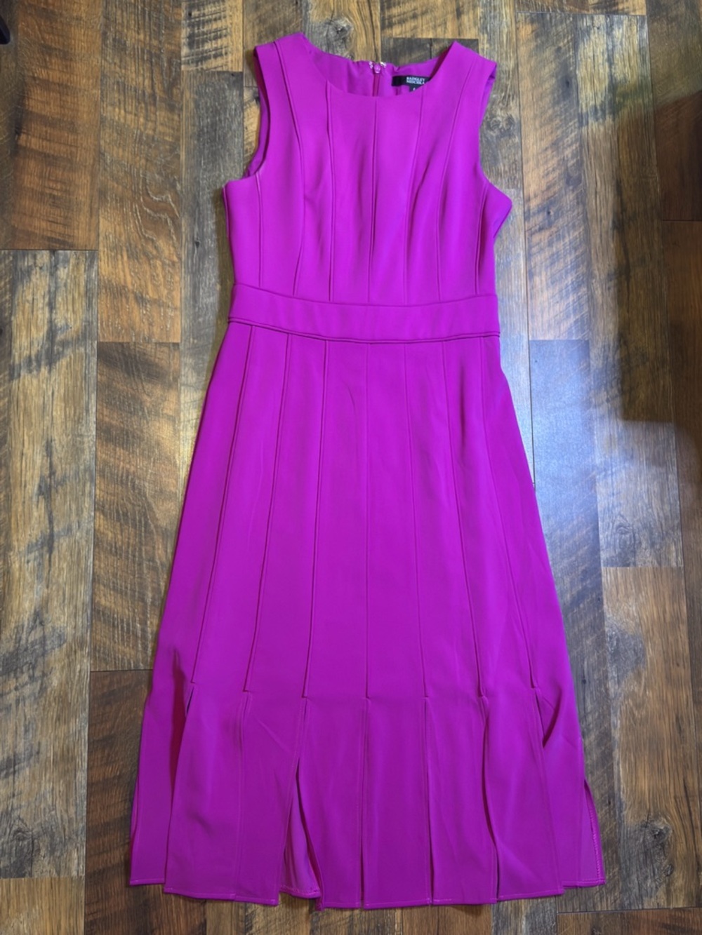 Badgley Mischka sleeveless midi dress pink fuschia cocktail car was hem size 6